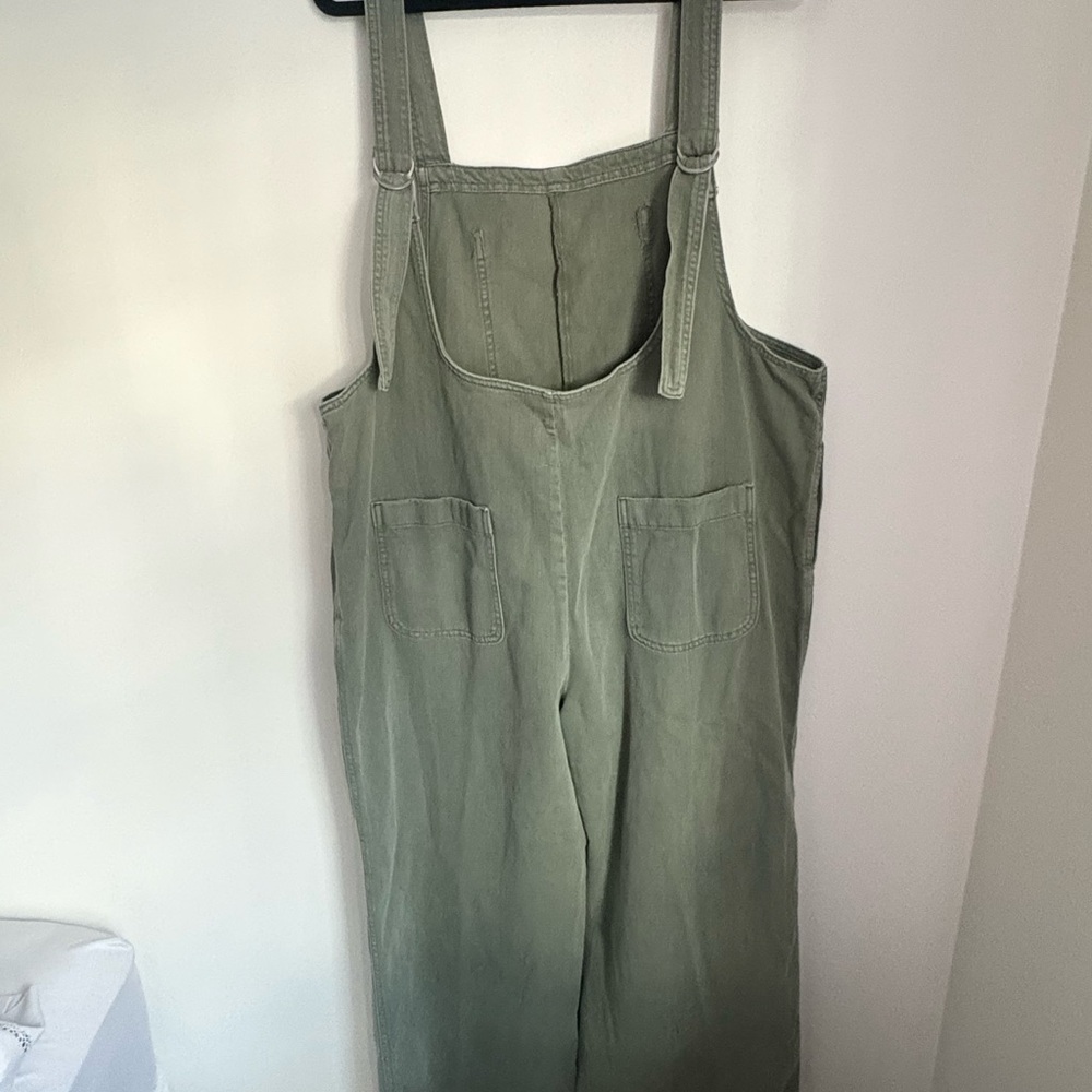 Aerie Olive Green Cotton Overalls Size L - Picture 13 of 16